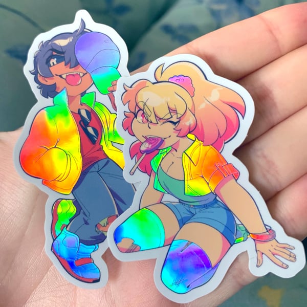 Image of Holographic Esther and Daniel sticker bundle