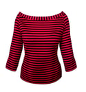 Boatneck Top /Red and Black Stripes