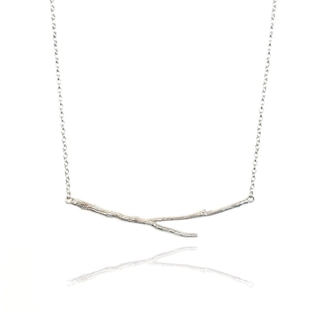 Silver horizontal twig necklace 25% off