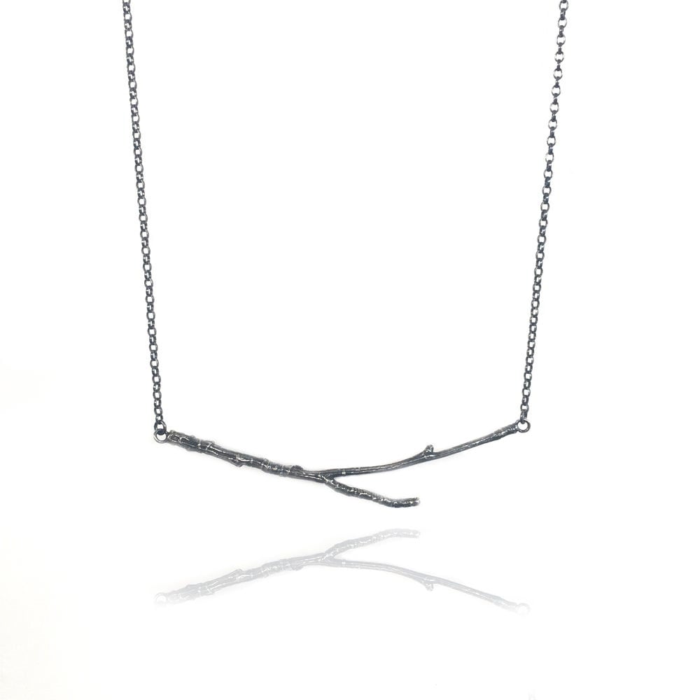 Image of Oxidised horizontal twig necklace
