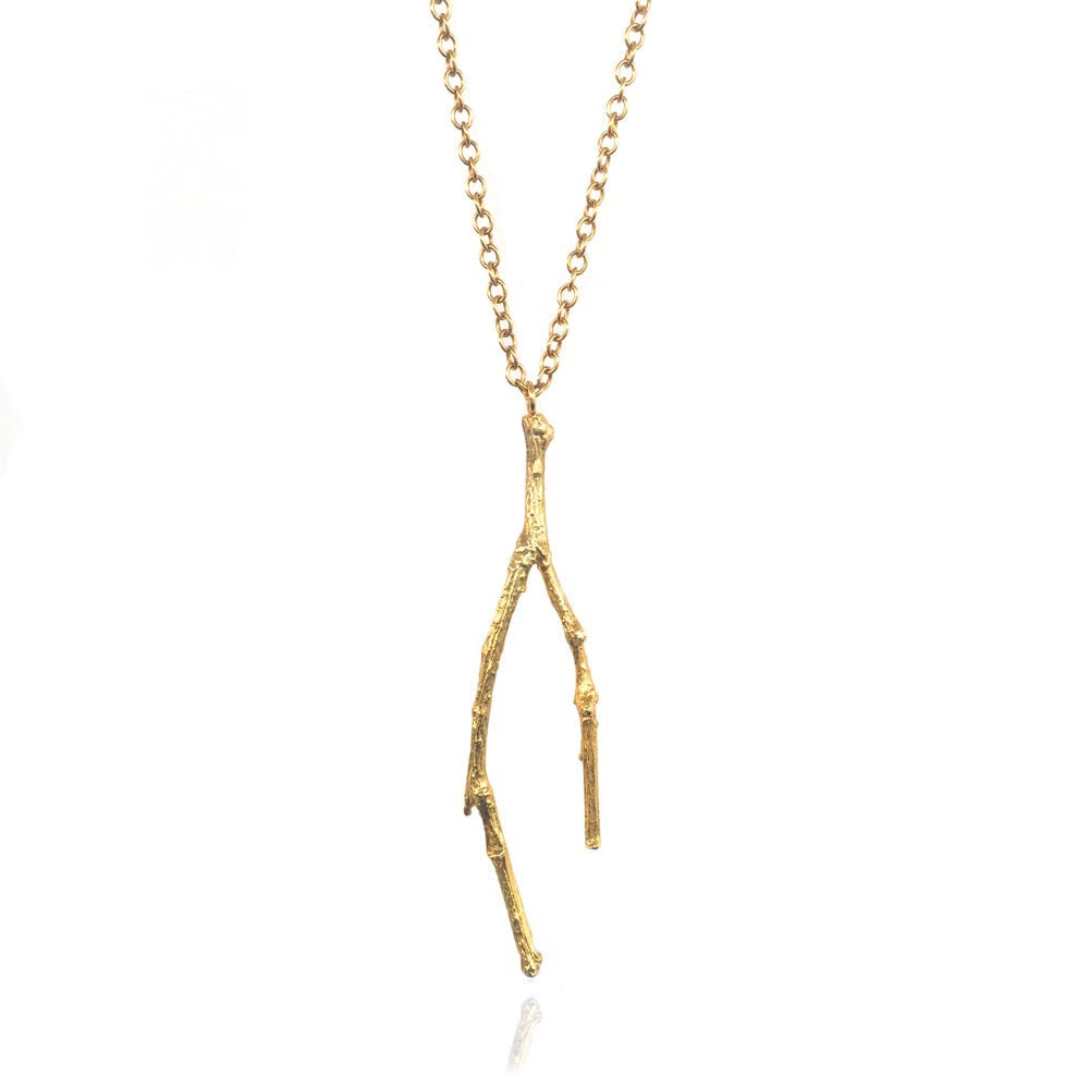 Image of Gold long twig necklace