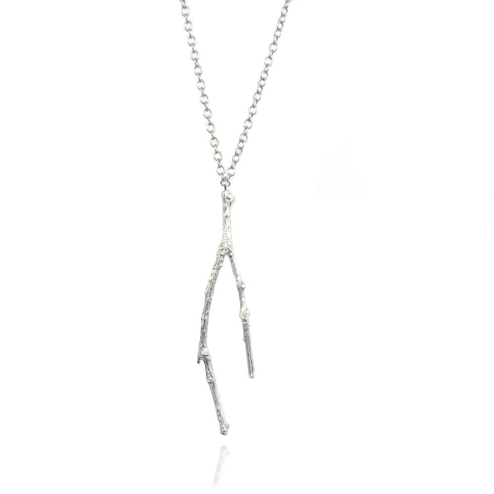 Image of Silver long twig necklace