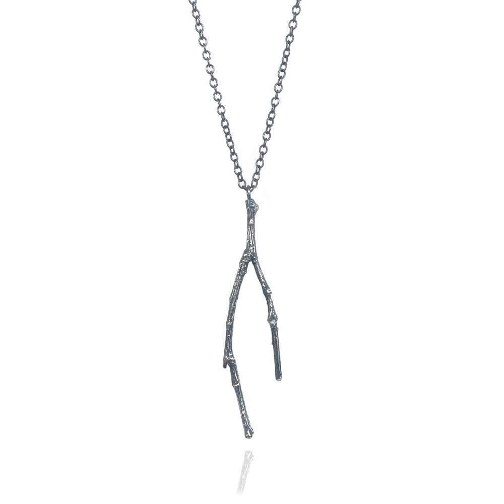 Image of Oxidised long twig necklace