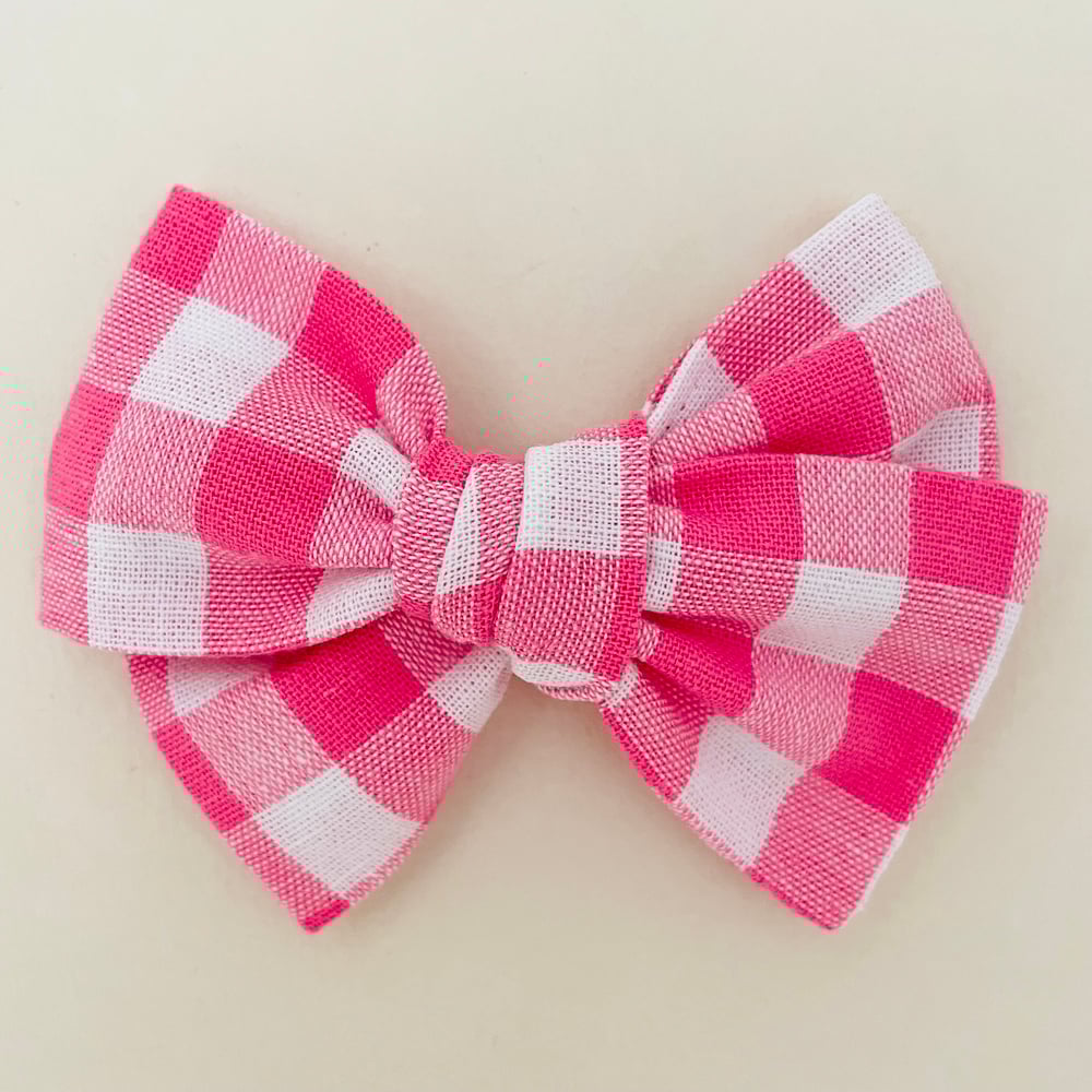 Image of Barrette Elise vichy rose & blanc