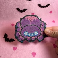 Image 5 of Fuzzy Purple Tarantula  - 3.5 Inch - Embroidered, Iron-On Patch