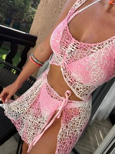Image of Pink Ombre Lace Cover Up Set