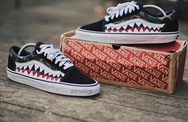 Image of Custom Bape Old Skool Vans (Black)