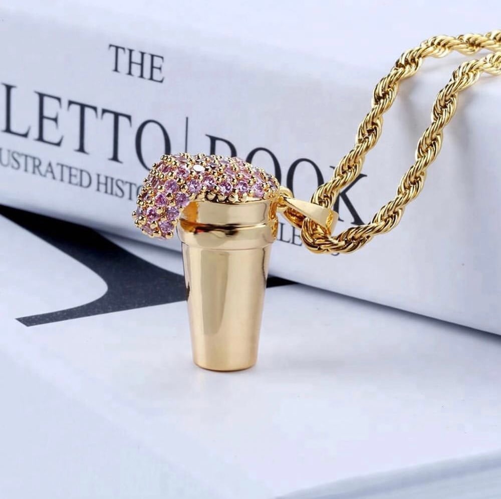 Image of 18K Gold Lean Syrup Cup + Chain