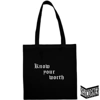 TOTE BAG "KNOW YOUR WORTH" NOIR