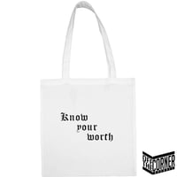 TOTE BAG "KNOW YOUR WORTH"  BLANC