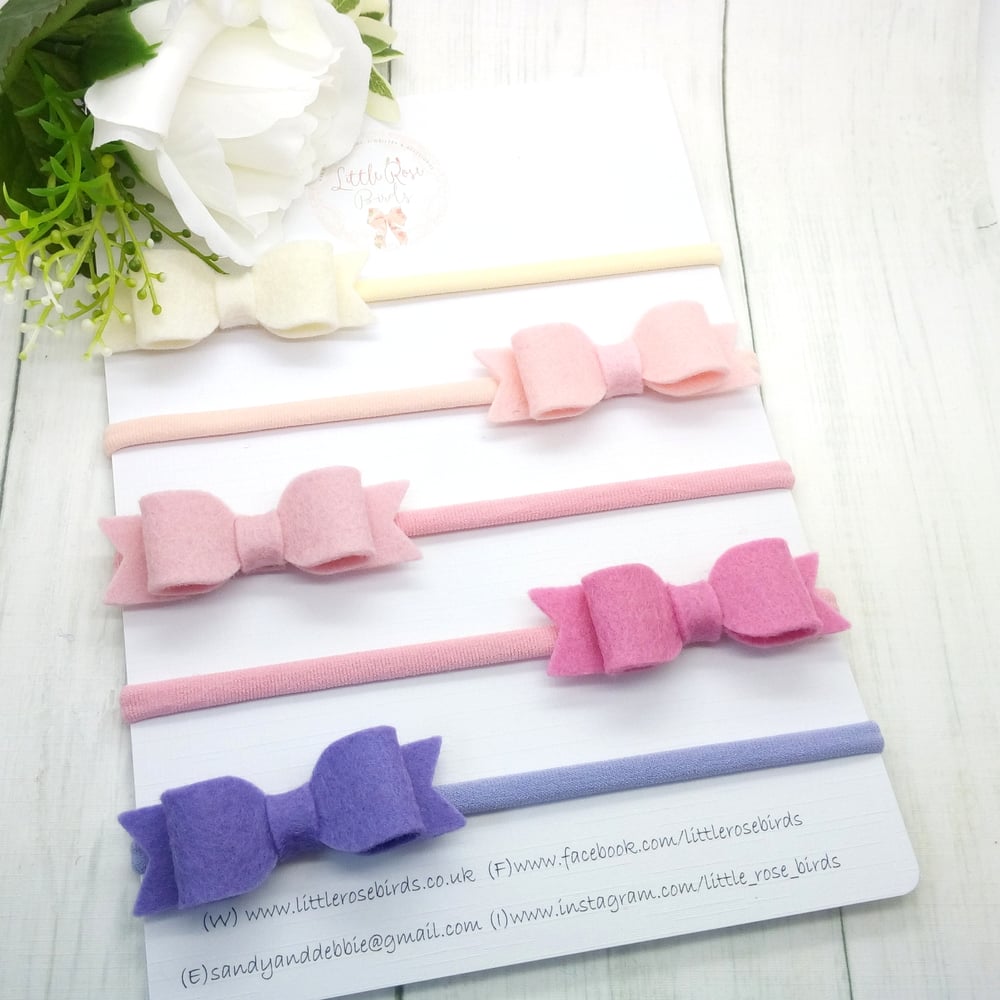 Image of SET OF 5 Bows on Clips or Headbands