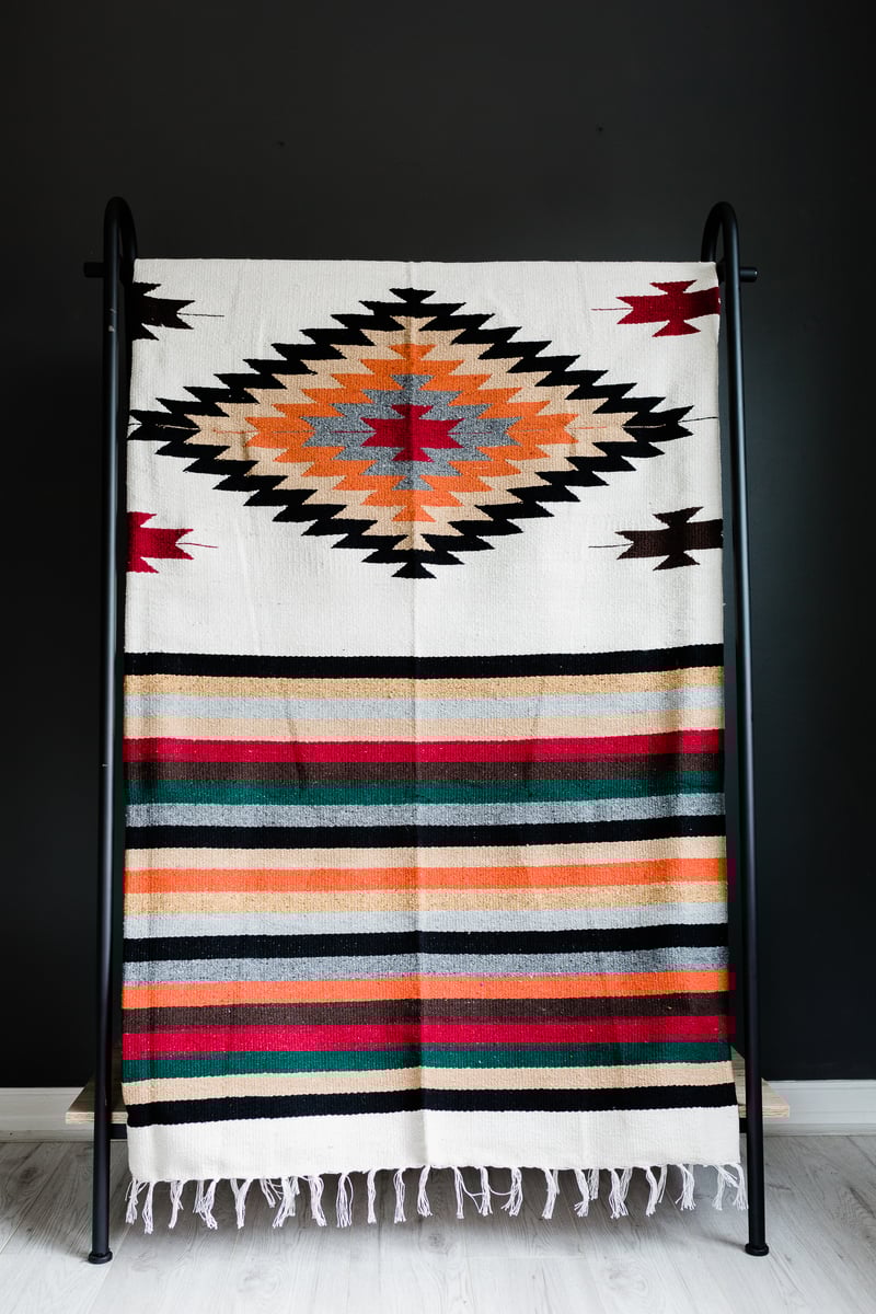 Authentic Mexican Blanket 'San Miguel' Style Design babecave