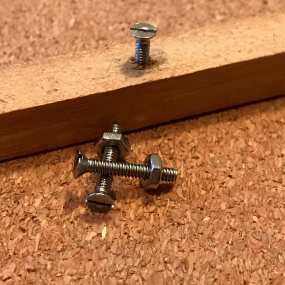 Image of 2 x Fretboard Body Support Screws and Nuts for Vintage National Resonator Guitars