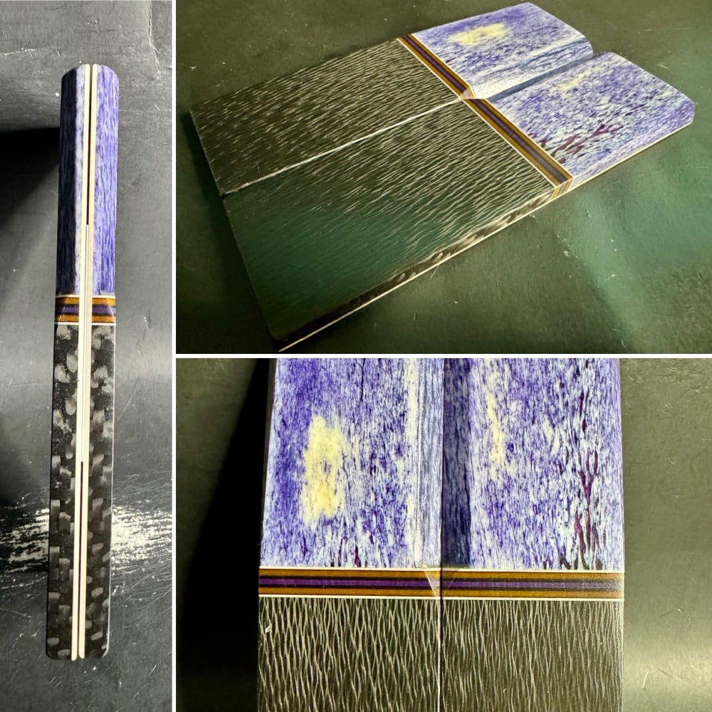 Image of Giraffe Bone & Crosscut Carbon Fiber Segmented Knife Scales