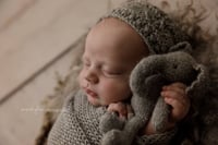 Image 2 of Little Elephant, Handknitted Fuzzy Toy, Newborn Photography Prop, photo prop, newborn props, photogr