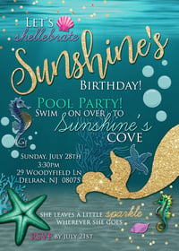 Mermaid Pool Party Invitation