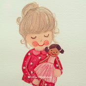 Image of Child & Favourite Teddy/Doll Painting