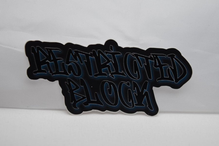 Image of Black/Blue/White Restricted.Block Sticker