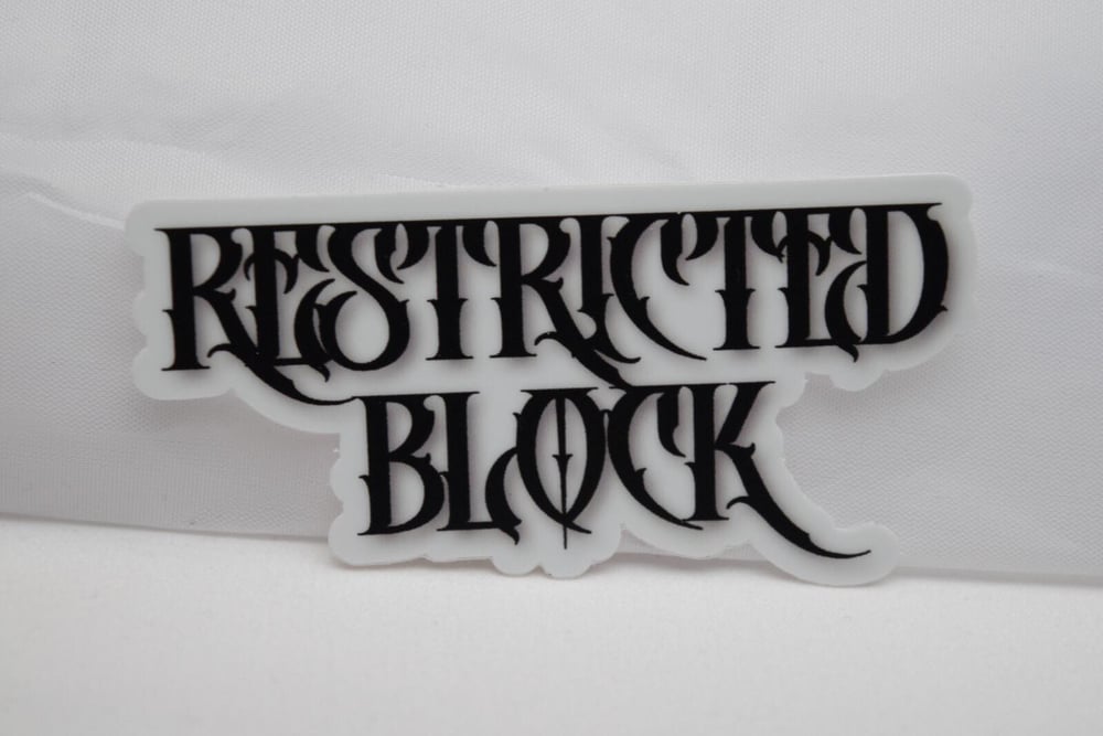 Image of White/Black Restricted.Block Sticker