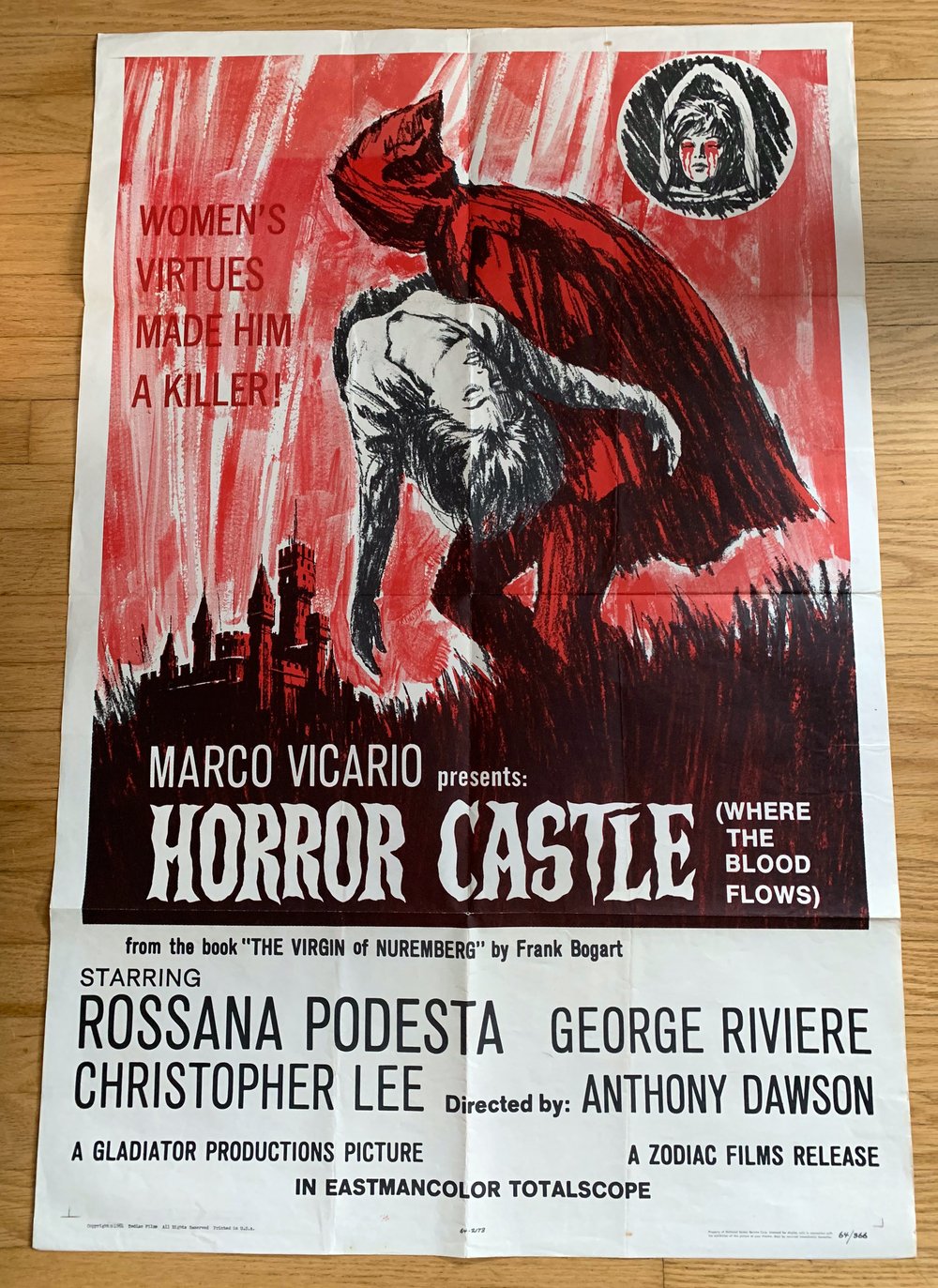 1963 HORROR CASTLE aka THE VIRGIN OF NUREMBURG Original U.S. One Sheet Movie Poster