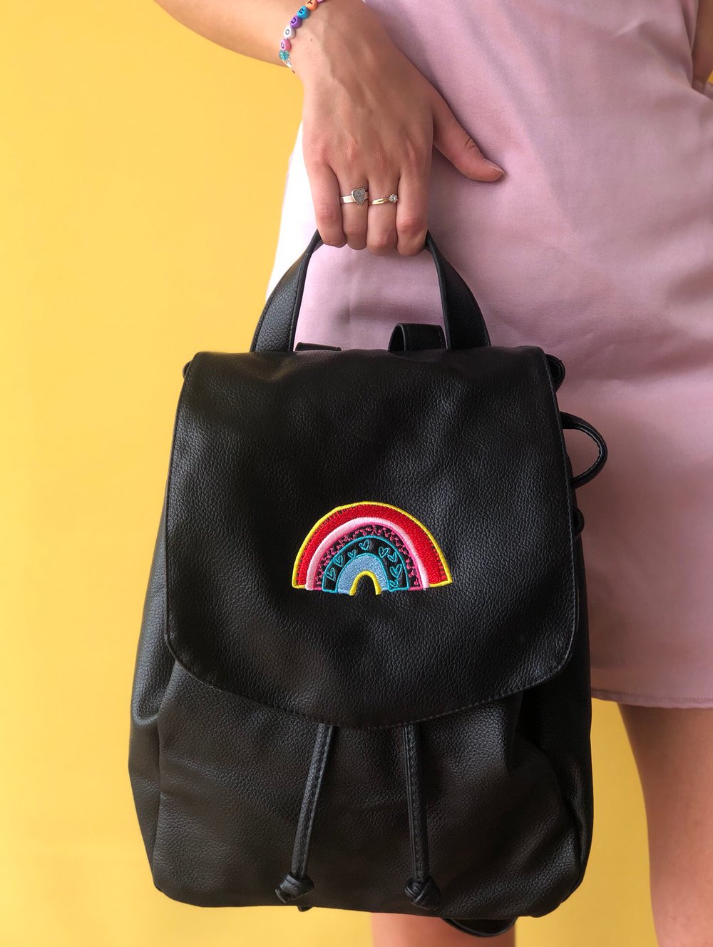 Image of Embrodiered rainbow backpack