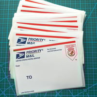 Image 3 of Free shipping 50pcs/100pcs Red Map USPS Priority Mail Eggshell Stickers For Sale Size 4.75"x3.25" 
