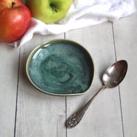 Image 2 of Medium Green Coffee Spoon Rest, Handcrafted Spoon Holder for your Coffee Station