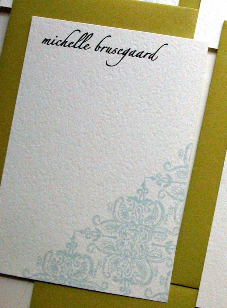 Personalized Notes-Aqua Brocade