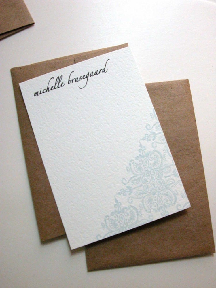 Personalized Notes-Aqua Brocade