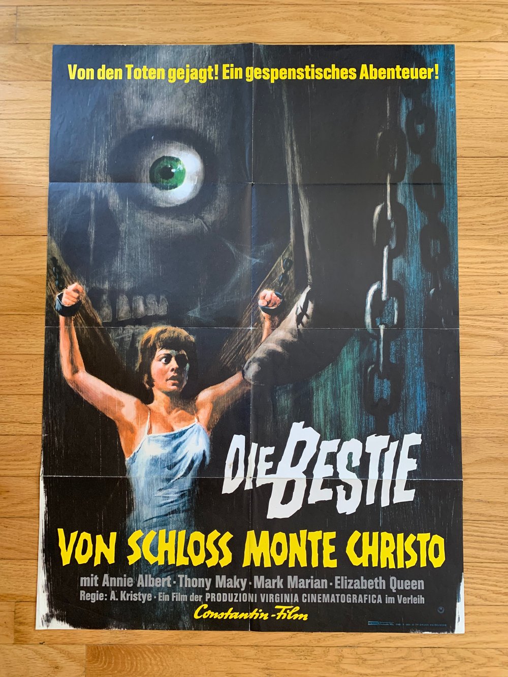 1963 THE BEAST OF MONTE CRISTO CASTLE Original German A1 Movie Poster