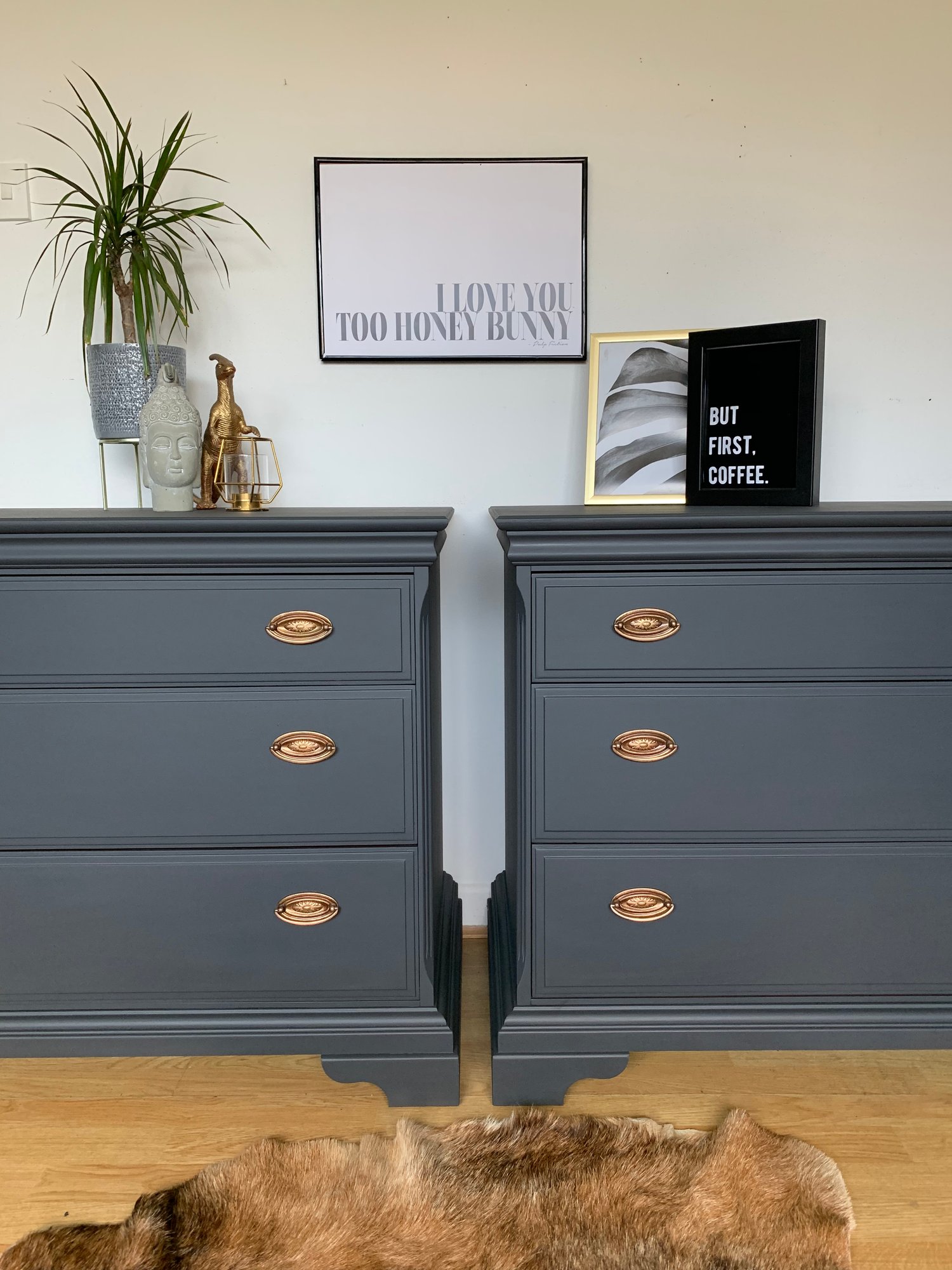 Image of A pair of stag mahogany chest of drawers 