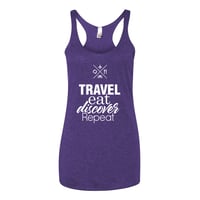 Image 2 of Travel Eat Discover Repeat logotype | Racerback Tank