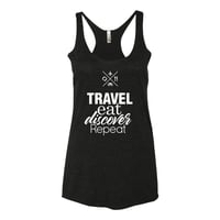 Image 1 of Travel Eat Discover Repeat logotype | Racerback Tank