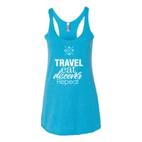 Image 4 of Travel Eat Discover Repeat logotype | Racerback Tank