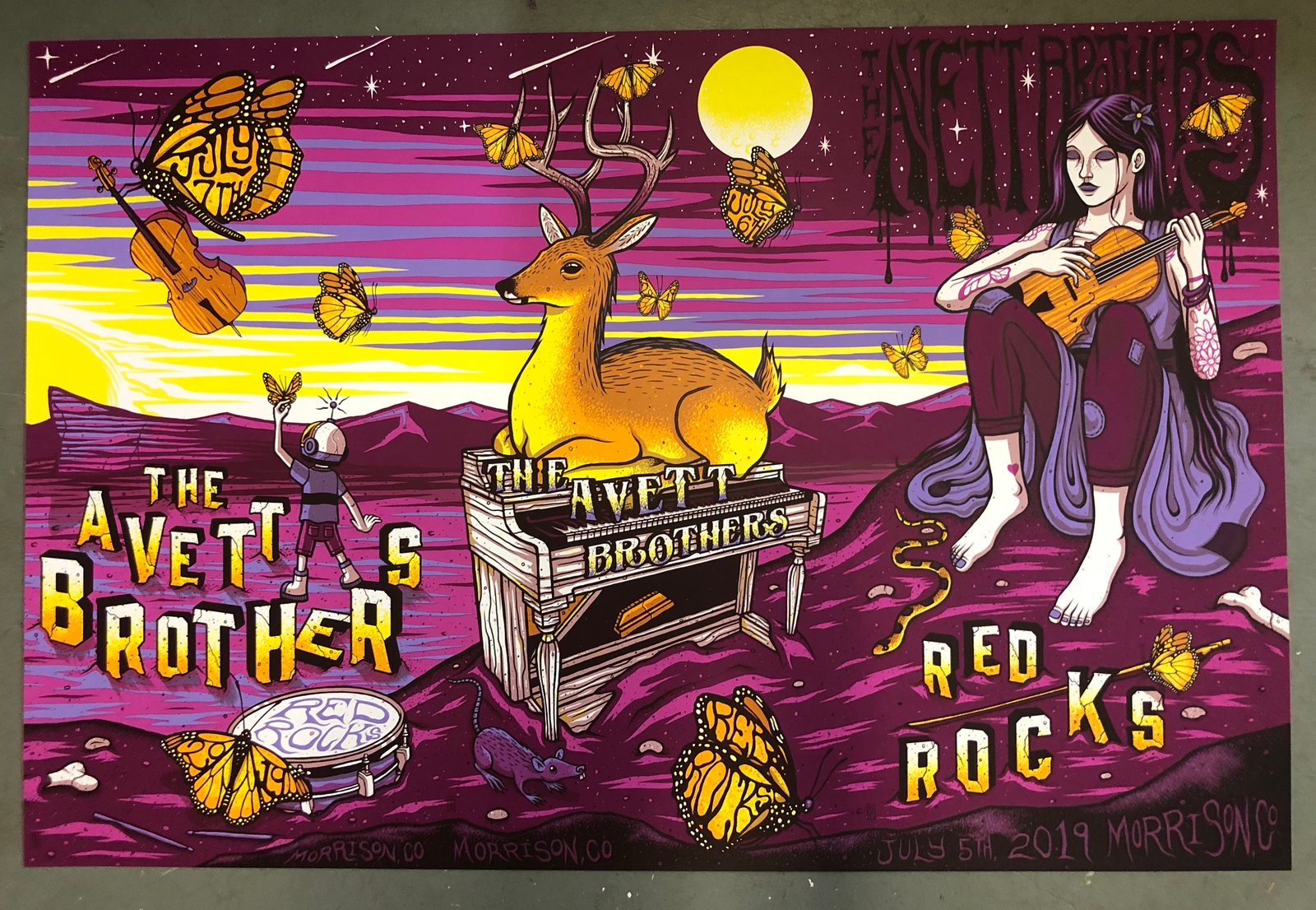 The Avett Brothers Red Rocks 2019 VIP Artist Edition Color