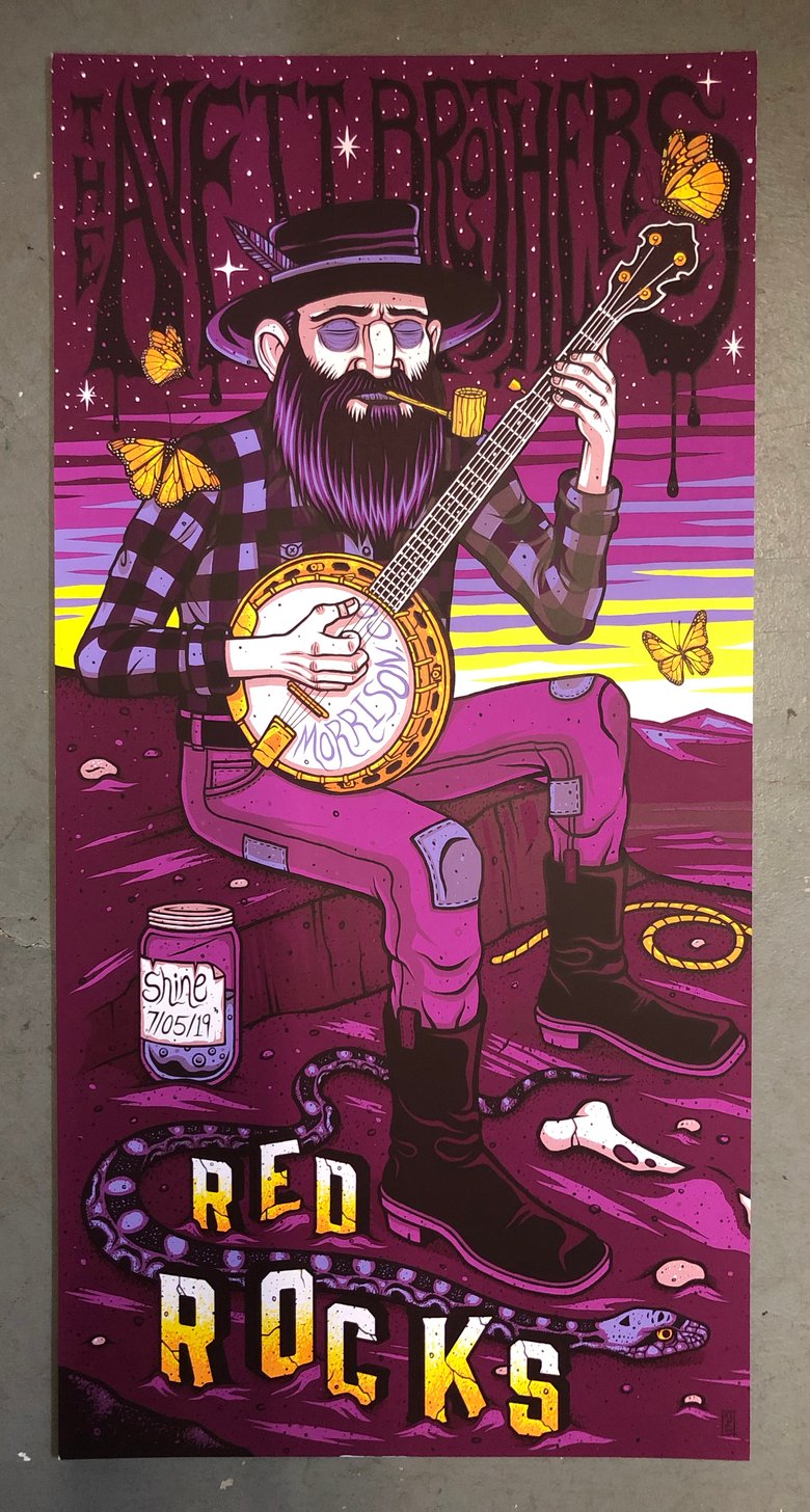 Image of The Avett Brothers - Red Rocks 2019 - Merch Artist Edition Color-CUTS-REGS/RAINBOW FOIL/GOLD FOIL