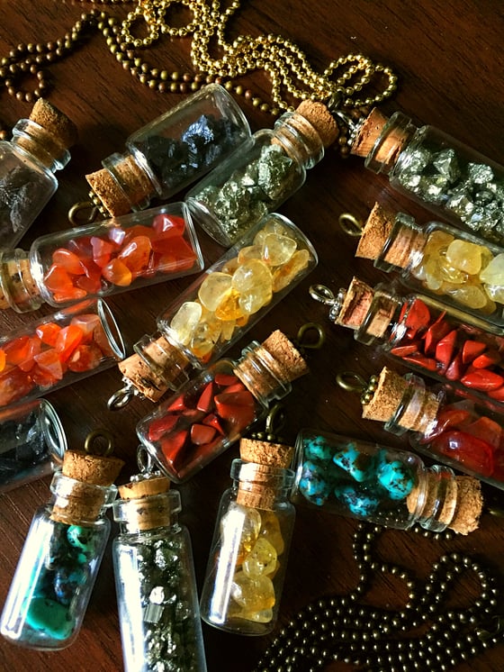 Image of Healing Crystal/Stone Bottle Necklace