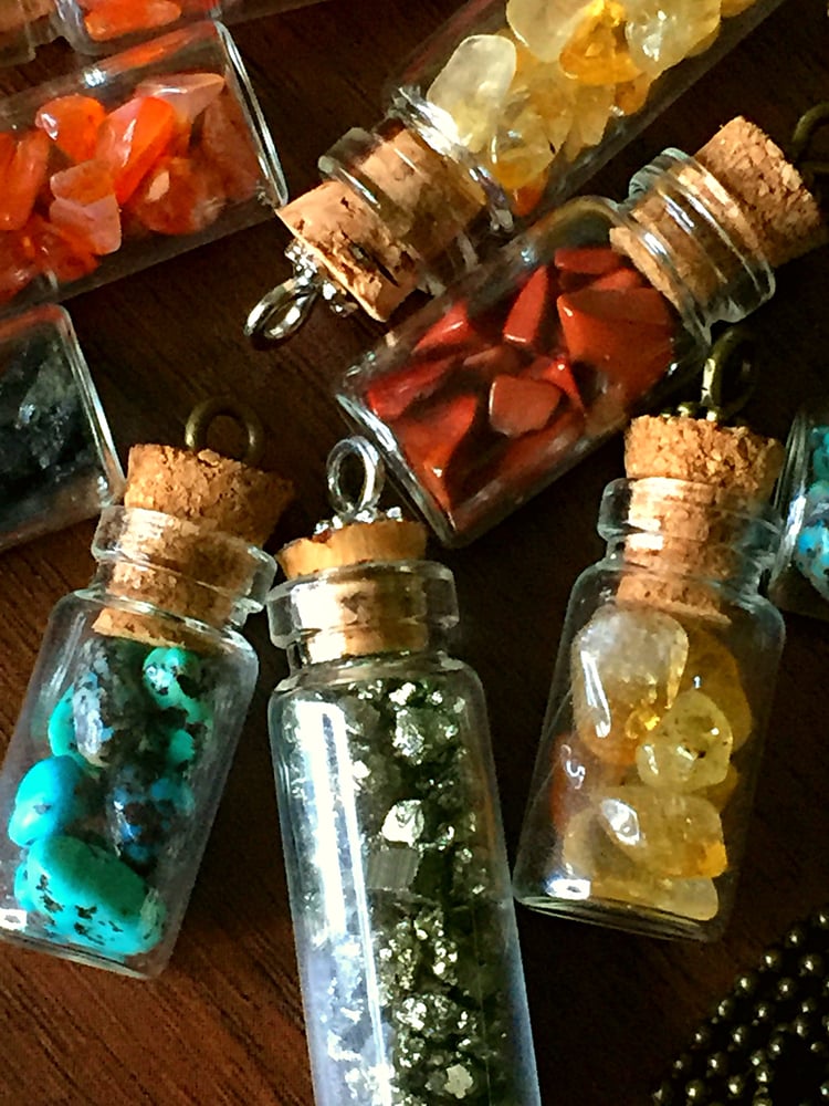 Image of Healing Crystal/Stone Bottle Necklace