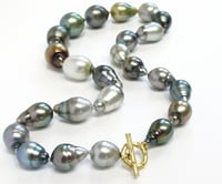 Image 3 of Tahitian Pearl Multi Baroque Necklace Bamboo Toggle