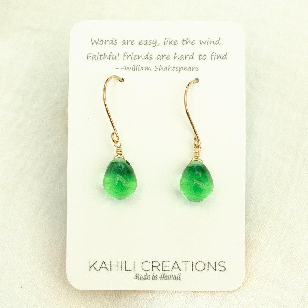 Image of Apple green glass drop earrings