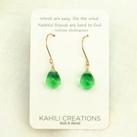Image 4 of Apple green glass drop earrings