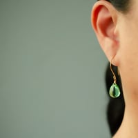 Image 2 of Apple green glass drop earrings