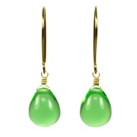 Image 1 of Apple green glass drop earrings