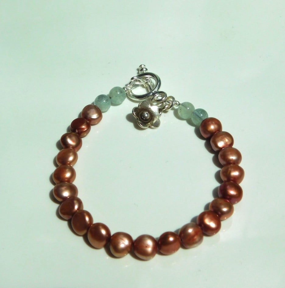 Image of Handmade Pearl and Aventurine with SS Flower Charm