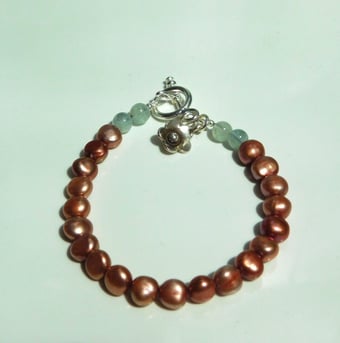 Image of Handmade Pearl and Aventurine with SS Flower Charm