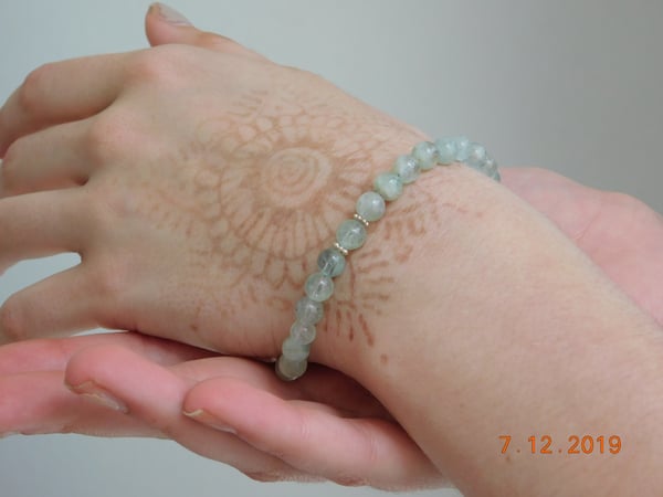 Image of Handmade Green Aventurine bracelet with Sterling Silver clasp and accents 