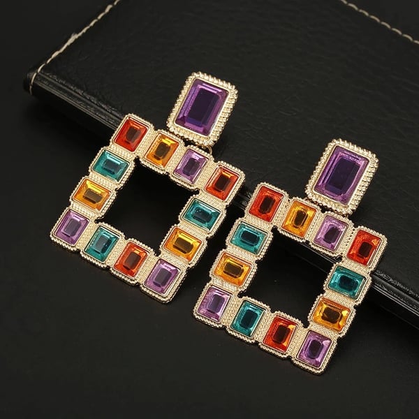 Image of Large Square Vintage Drop Earrings 