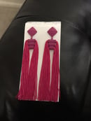 Image of Long Tassel Geometric Drop Earrings 