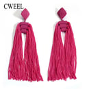 Image of Long Tassel Geometric Drop Earrings 