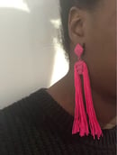Image of Long Tassel Geometric Drop Earrings 